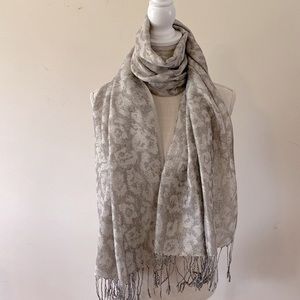 West Loop women’s sparkle silver gray metallic shawl, wrap, scarf animal print
